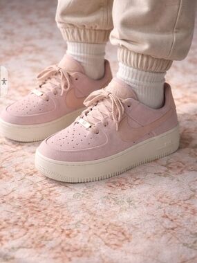 Nike Women’s Pink Suede Platform Sneakers with Cream Sole